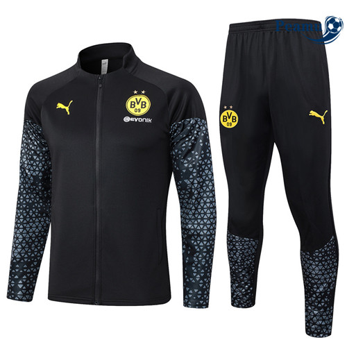 Criar Camisola Casaco de Fato de Treino Borussia Dortmund Preto 2024