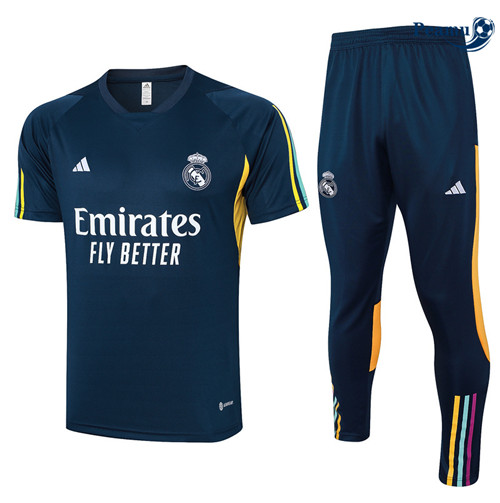 Novo Camisola Kit Equipamento Training Real Madrid Polo + Calça Azul marino 2024