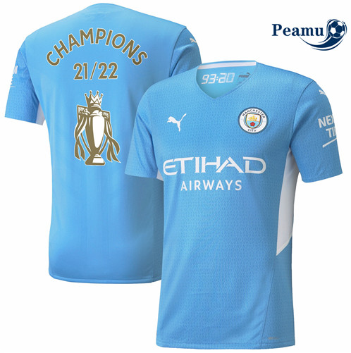 Camisola Futebol Manchester City Principal Equipamento Authentic 21/22 avec flocage Champions 22 pt229246