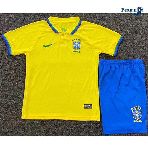 Peamu - Camisola Futebol Brasil Crianças Principal Equipamento 2022-2023