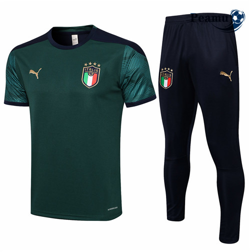 Peamu - Kit Camisola Entrainement foot Italia + Pantalon Vert foncé 2021-2022