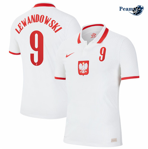 Camisola Futebol Polonia Principal Equipamento Lewandowski 9 2020-21