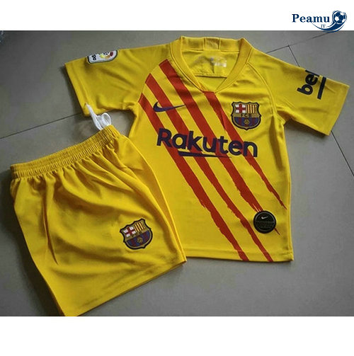 Camisola Futebol Barcelona Crianças Principal Equipamento Amarelo 2019-2020