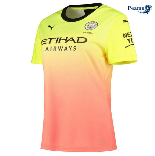 Camisola Futebol Manchester City Mulher Terceiro Equipamento Amarelo/Rosa 2019-2020