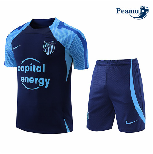 Novas Camisola Kit Equipamento Training foot Atletico Madrid + Pantalon Azul 2022-2023 personalizadas
