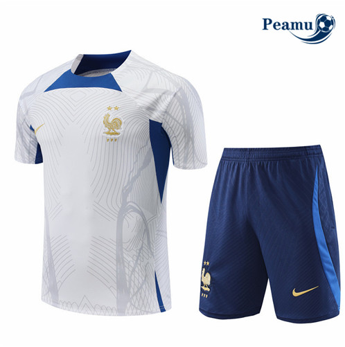 Novas Camisola Kit Equipamento Training foot França + Pantalon Branco 2022-2023 baratas