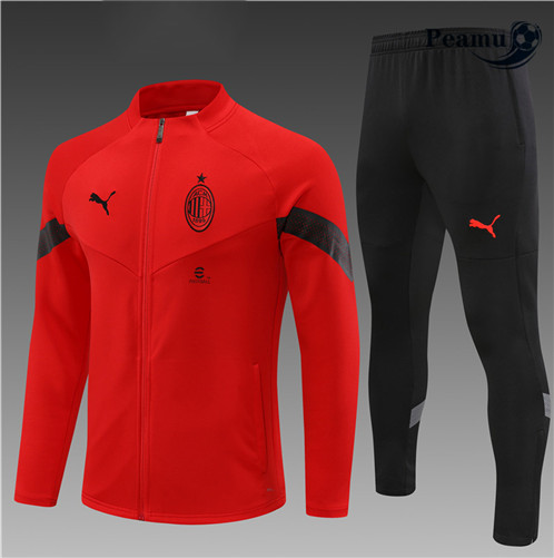 Novas Camisola Casaco de Fato de Treino AC Milan Criancas Rouge 2022-2023 personalizadas