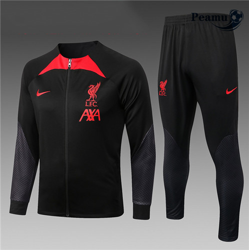 Novas Camisola Casaco de Fato de Treino Liverpool Criancas Noir 2022-2023 personalizadas