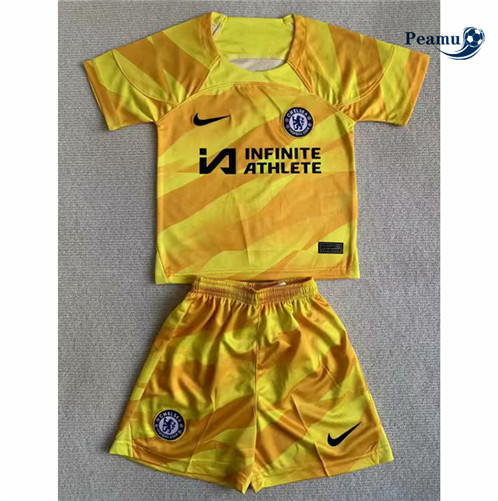 Novo Camisola Futebol Chelsea Crianças Equipamento Portero Amarelo 2023-2024