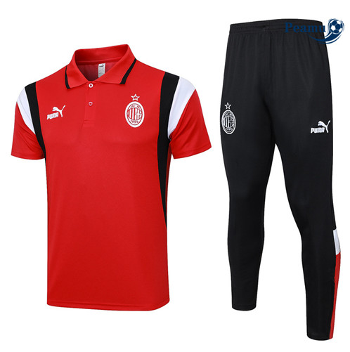 Novo Camisola Kit Equipamento Training AC Milan + Calças Equipamento Vermelho 2023-2024