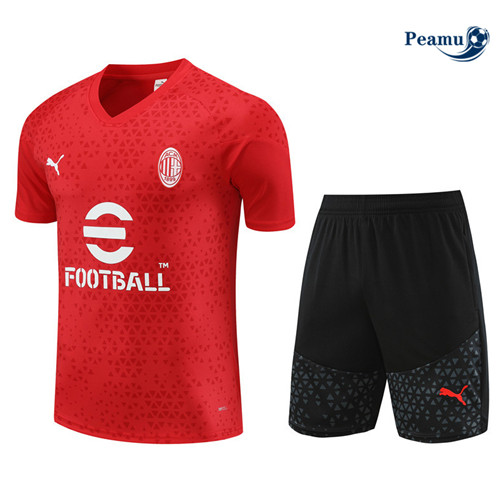 Oferta Camisola Kit Equipamento Training AC Milan Criancas + Calções Vermelho 2023-2024