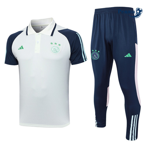 Criar Camisola Kit Equipamento Training Ajax + Calças Equipamento Branco 2023-2024