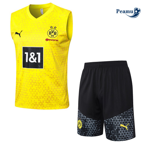 Novo Camisola Kit Equipamento Training Borussia Dortmund Colete + Calções Amarelo 2023-2024
