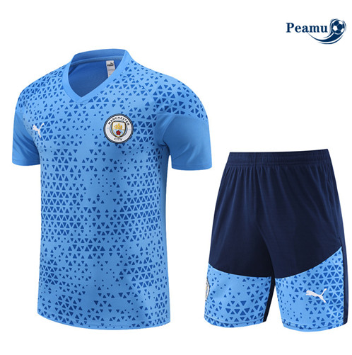 Oferta Camisola Kit Equipamento Training Manchester City Criancas + Calções Azul Claro 2023-2024