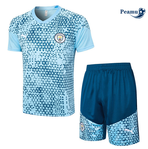 Oferta Camisola Kit Equipamento Training Manchester City + Calções Azul Claro 2023-2024