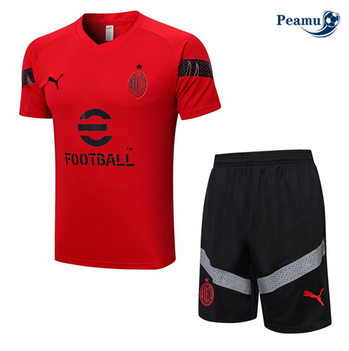 Peamu: Novo Camisola Kit Entrainement Futebol AC Milan + Pantalon Vermelho 2022-2023