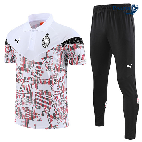Peamu: Novas Camisola Kit Entrainement Futebol AC Milan + Pantalon Branco 2022-2023