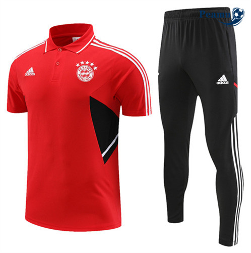 Peamu: Desconto Camisola Kit Entrainement Futebol Bayern de Munique Polo + Pantalon Vermelho 2022-2023