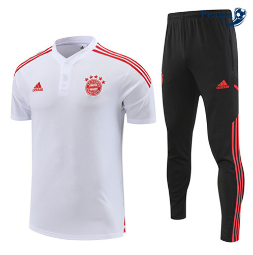 Peamu: Novo Camisola Kit Entrainement Futebol Bayern de Munique Polo + Pantalon Branco 2022-2023
