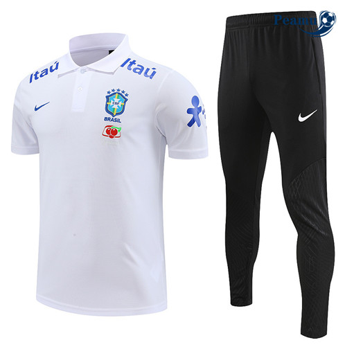 Peamu: Novas Camisola Kit Entrainement Futebol Brasil Polo + Pantalon Branco 2022-2023