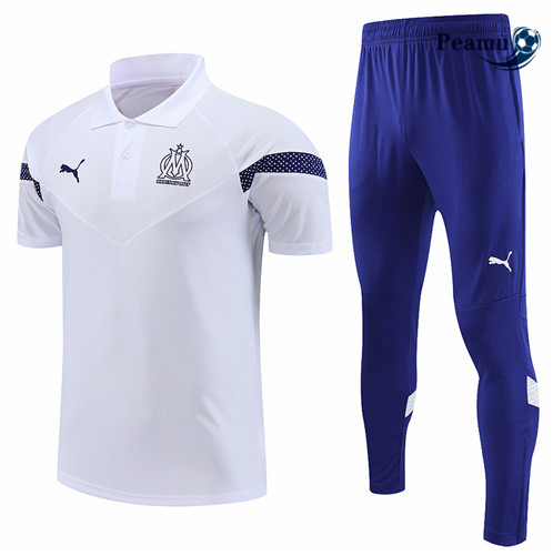 Peamu: Novas Camisola Kit Entrainement Futebol Marsella polo + Pantalon Branco 2022-2023