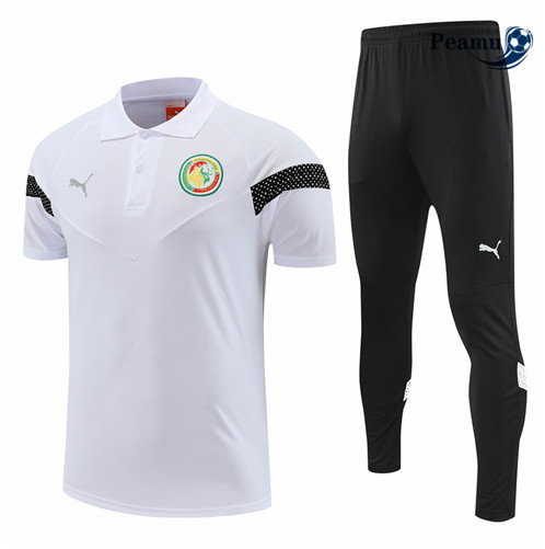 Peamu: Desconto Camisola Kit Entrainement Futebol Sénégal Polo + Pantalon Branco 2022-2023
