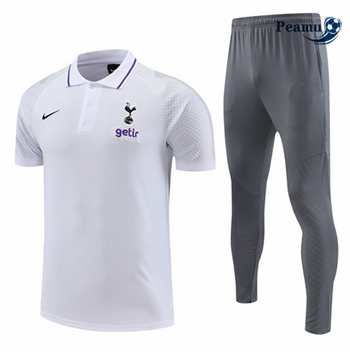Peamu: Desconto Camisola Kit Entrainement Futebol Tottenham Hotspur Polo + Pantalon Branco 2022-2023
