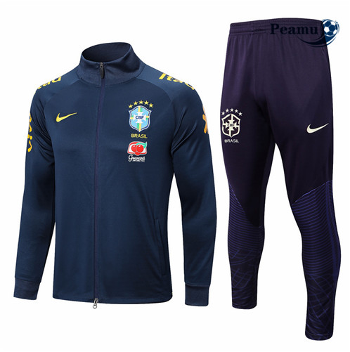 Peamu: Novo Camisola Futebol Casaco de Fato de Treino Brasil Azul 2022-2023