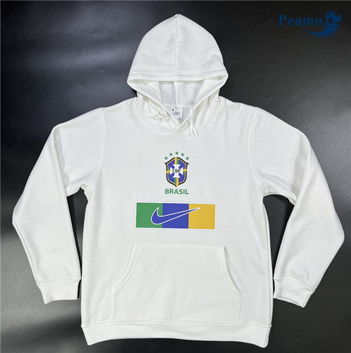 Peamu: Desconto Camisola Futebol Sweat de Fato de Treino Brasil Branco 2023-2024