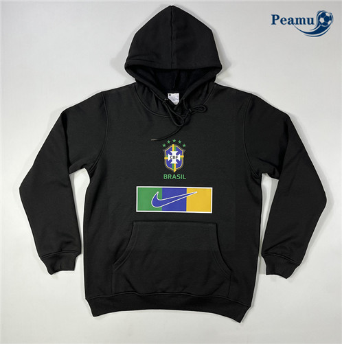 Peamu: Novo Camisola Futebol Sweat de Fato de Treino Brasil Preto 2023-2024