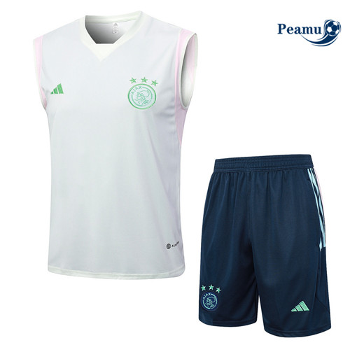 Ofertas Camisola Kit Equipamento Training AFC Ajax Colete + Shorts Branco 2023-2024