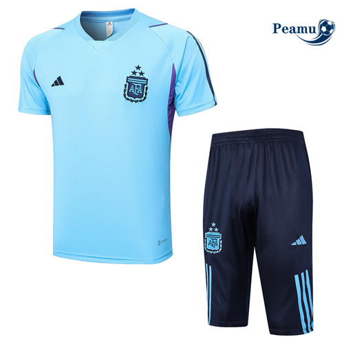 tomada Camisola Kit Equipamento Training Argentina + Shorts Azul 2023-2024