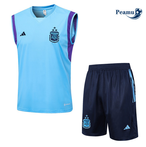 Procurar Camisola Kit Equipamento Training Argentina Colete + Shorts Azul 2023-2024