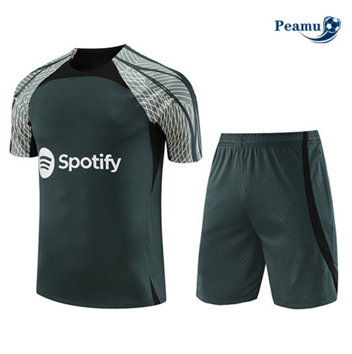 Cria Camisola Kit Equipamento Training Barcelona + Shorts Verde 2023-2024