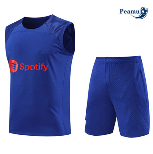 Comprar Camisola Kit Equipamento Training Barcelona Colete + Shorts Azul 2023-2024