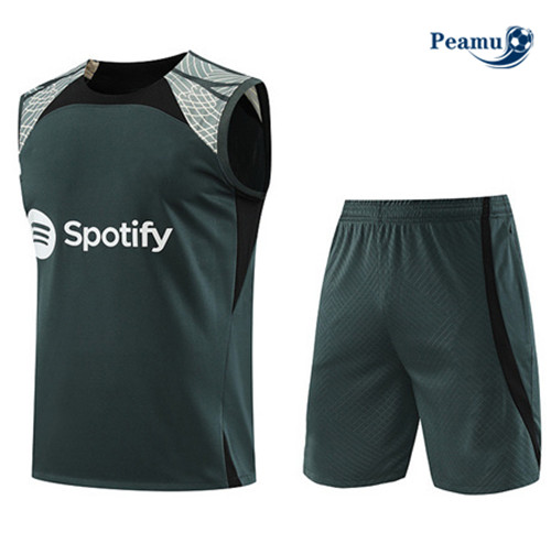 Comprar Camisola Kit Equipamento Training Barcelona Colete + Shorts Verde 2023-2024