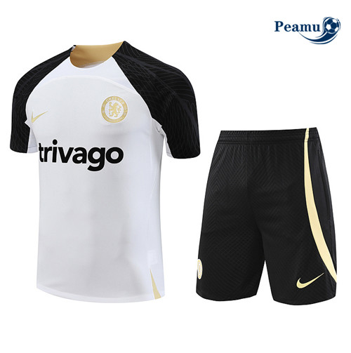 Cria Camisola Kit Equipamento Training Chelsea + Shorts Branco 2023-2024