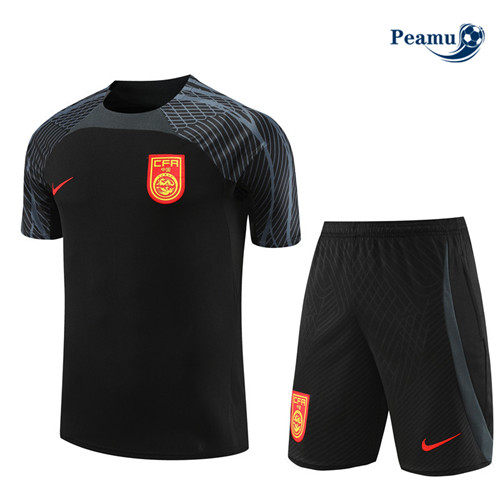 Novo Camisola Kit Equipamento Training Chine Criancas + Shorts Preto 2023-2024