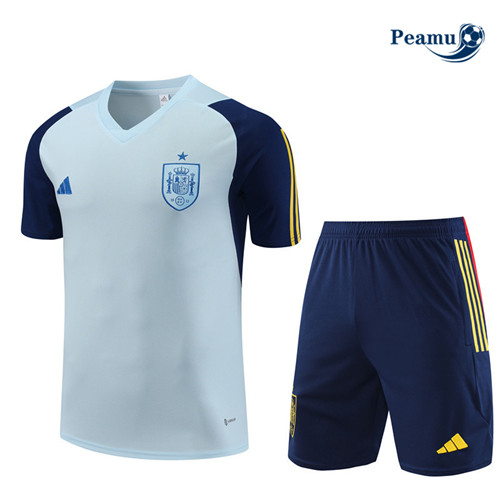 Novo Camisola Kit Equipamento Training Espanha + Shorts Azul 2023-2024