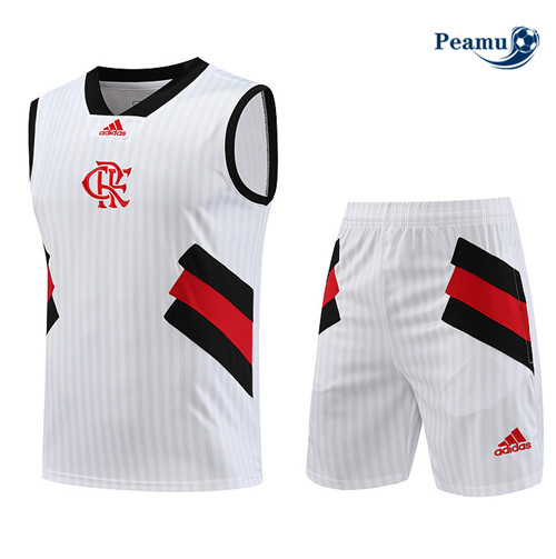 Todos Camisola Kit Equipamento Training Flamengo Colete + Shorts Branco 2023-2024