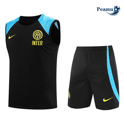 Projeto Camisola Kit Equipamento Training Inter Milan Colete + Shorts Preto 2023-2024