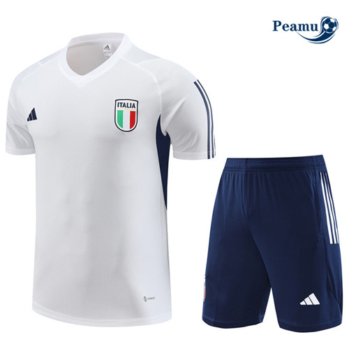 tomada Camisola Kit Equipamento Training Italia Criancas + Shorts Branco 2023-2024