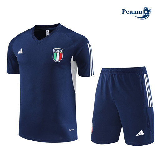 Todos Camisola Kit Equipamento Training Italia Criancas + Shorts Azul 2023-2024