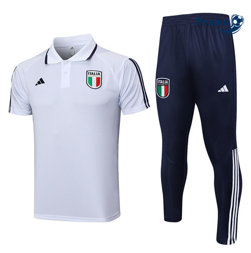 Todos Camisola Kit Equipamento Training Italia Polo + Pantalon Branco 2023-2024
