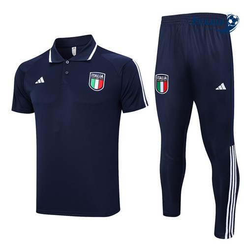 Cria Camisola Kit Equipamento Training Italia Polo + Pantalon Azul 2023-2024
