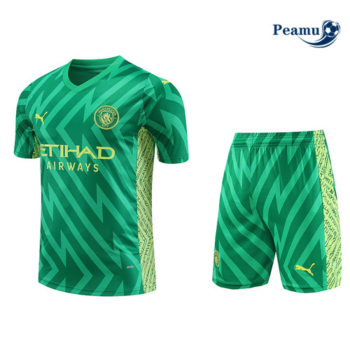 Réplicas Camisola Kit Equipamento Training Gardien de but Manchester City + Shorts Verde 2023-2024