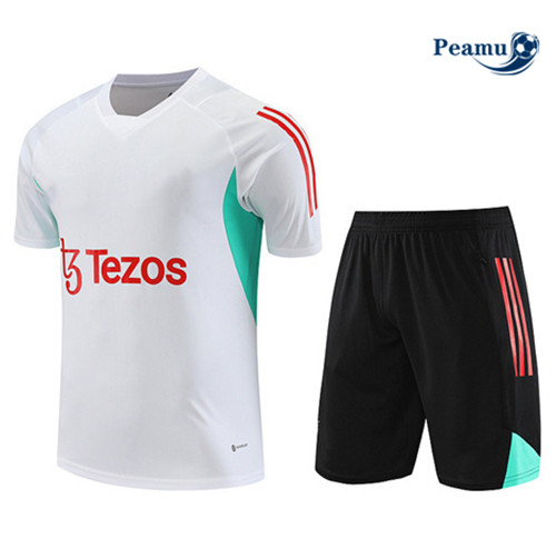 Comprar Camisola Kit Equipamento Training Manchester United + Shorts Branco 2023-2024