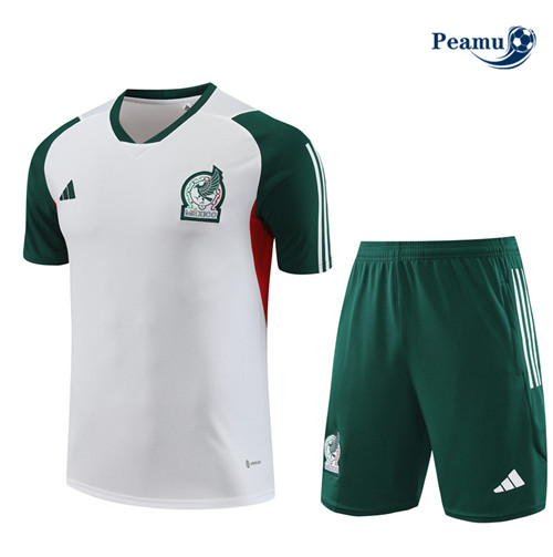 Cria Camisola Kit Equipamento Training Mexico Criancas + Shorts Branco 2023-2024