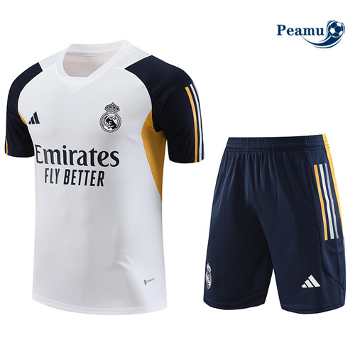 Cria Camisola Kit Equipamento Training Real Madrid + Shorts Branco 2023-2024
