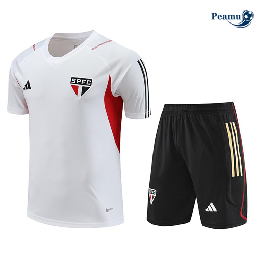 Criar Camisola Kit Equipamento Training Sao Paulo + Shorts Branco 2023-2024